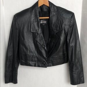Vintage 80s Comint Cropped Black Leather Argentina Jacket Women’s Small